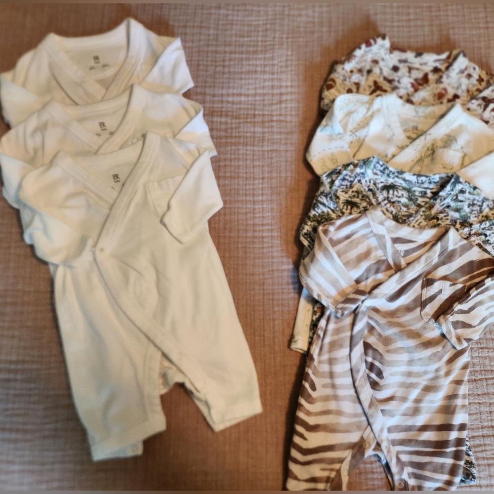 Unisex Banana Republic Baby Organic Cotton Kimono one piece 0-3 mo BUNDLE *7PCS*